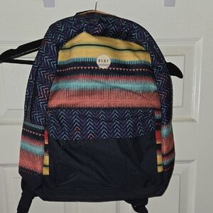 Roxy Multicolor Striped Backpack - Navy, Yellow, Coral, Teal